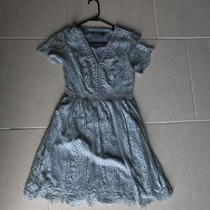 Elegant Blue Lace Womens Dress